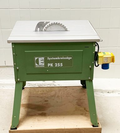 Elektra Beckum PK 255 Systemkreissäge von der Seite ohne Spanhaube, Maschine in resedagrün von 1997